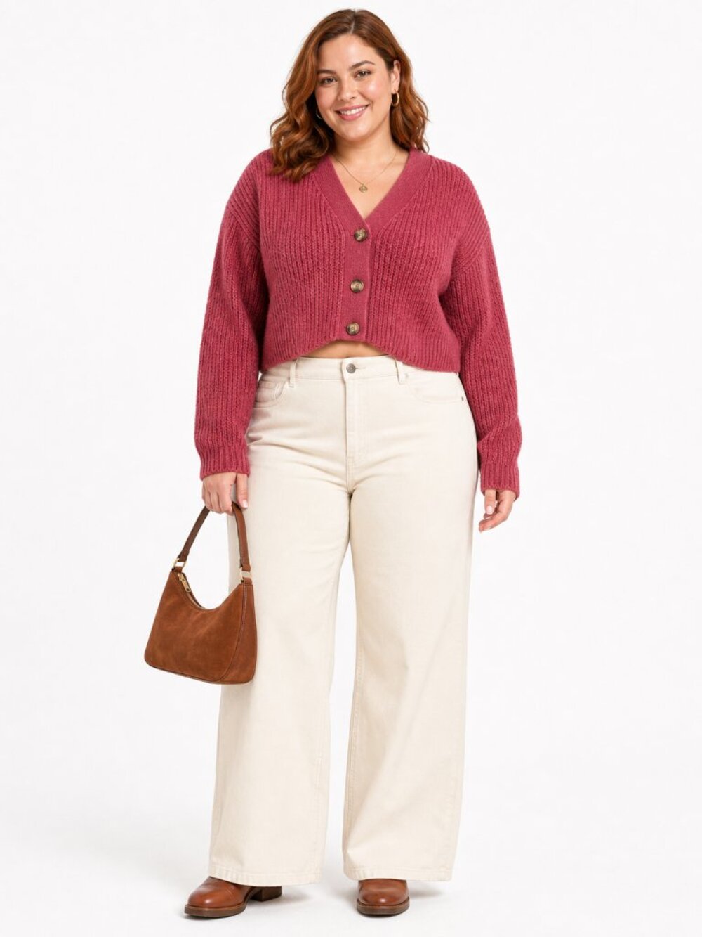 Forever 21+ Cropped Cardigan Pink Ribbed Knit Size 0X